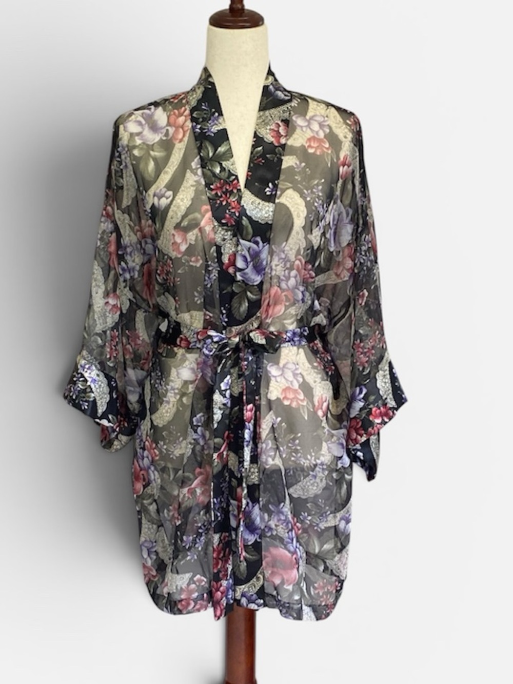Victoria’s Secret Gold Label Floral Kimono Robe Mesh One Size